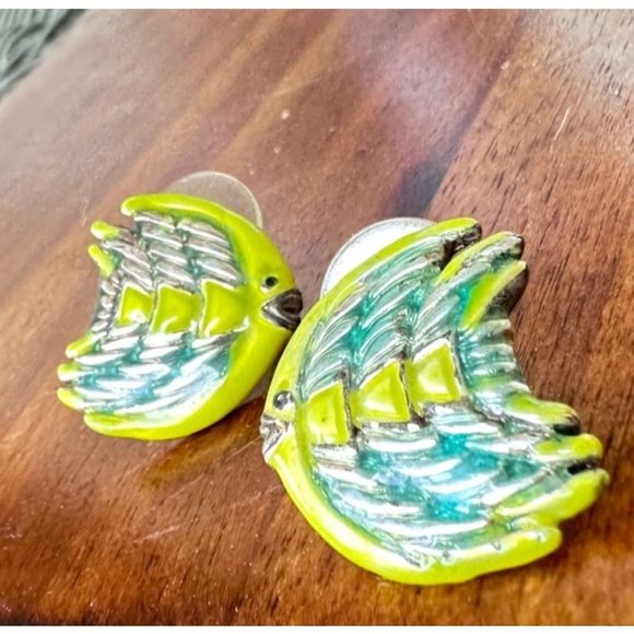 Vintage Fish Earrings Pierced Blowfish Tropical Islands Beach Vacation C… - Picture 9 of 12